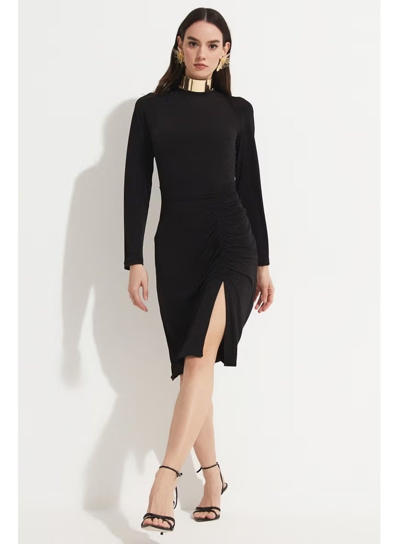 JUNE Ruched Knit Dress - Image 3